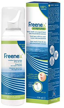 FREENEX Spray Nasal Agua de Mar Hipertónica 150 ml – Contra Congestión y Nariz Tapada – Ideal en Resfriado, Rinitis Alérgica, Sinusitis y Rinosinusitis – Limpieza Natural y Alivio Inmediato