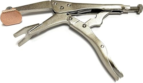 Alkan Schweißer Gripzange 225 mm mit Kupferbacken Feststellzange | Spezial Schweißer-Gripzange mit Kupferbacken/Kupferplatte, 225 mm, für Schweißarbeiten und Karosserie