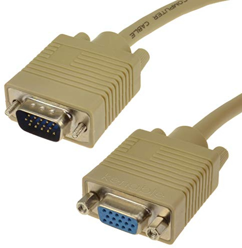 kenable SVGA Verlängerungskabel HD15 Stecker auf Buchse VGA Monitor Kabel mit Befestigungsschrauben 1m Beige