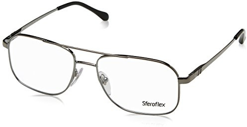 Sferoflex Mens SF2249 Square Prescription Eyewear Frames, Gunmetal/Demo Lens, 55 mm
