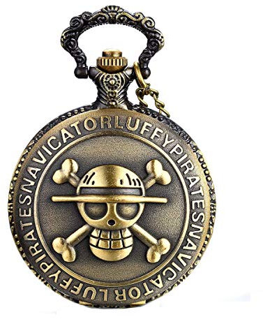 JewelryWe Taschenuhr, Quarz-Uhr, Antik-Bronze, Totenkopf-Design, Kettenlänge 80cm, in Geschenkbeutel