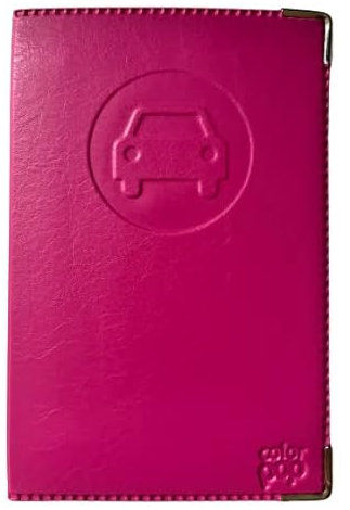 PORTE PAPIERS VOITURES COMPLET SIMILI CUIR FUSCHIA