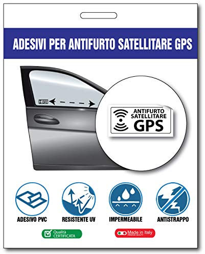 2AINTIMO 10 Adesivi antifurto satellitari specchiati GPS Trasparenti con Effetto Trasparente per Interno autoveicoli Auto, Camion, tir, furgoni, Che avverte sulla presenza di Un Dispositivo GPS
