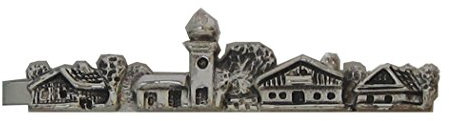 Trachten Krawattenklammer Krawattennadel Motiv bayerisches Dorf skyline ca. 6,5 cm lang - versilbert made in Germany Tracht Herrenschmuck inkl. Geschenkbox SALE