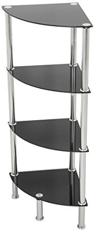 Modernes Eckregal für das Badezimmer, glas, Schwarz , 4 Shelf
