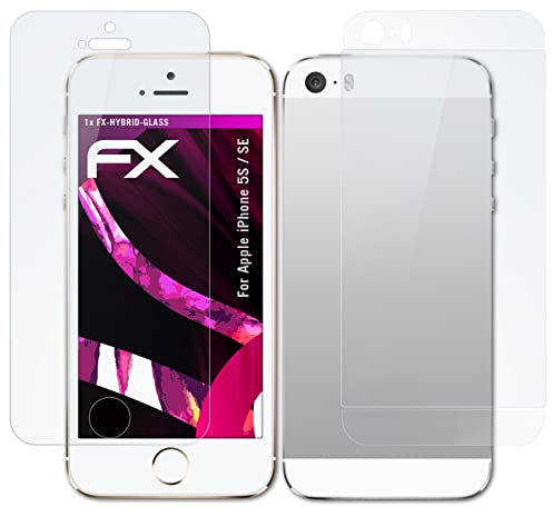 atFoliX Glasfolie kompatibel mit Apple iPhone 5S / SE Panzerfolie, 9H Hybrid-Glass FX Schutzpanzer Folie (1er Set)