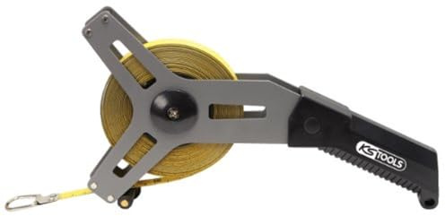 KS Tools 300.0051 Rotella Metrica con Impugnatura e Nastro in Acciaio, 50M, Giallo