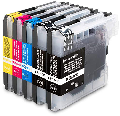 ESMOnline 5 komp. Druckerpatronen als Ersatz zu Brother LC-980 LC-985 LC-1100 für MFC 250C 255CW 290C 295CN 490CW 5490CN 5890CN 5895CW 6490CW 6890CDW 790CW 795CW 990CW J265W J410 J415W J615W