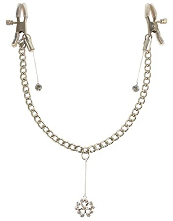 Pipedream Fetish Fantasy Series Crystal Nipple Clamps, Silver, 38 cm