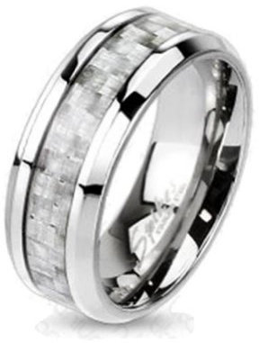 Tapsi´s Coolbodyart® Unisex Ring Titan Silber Carbon Fiber Inlay 61 (19,5)