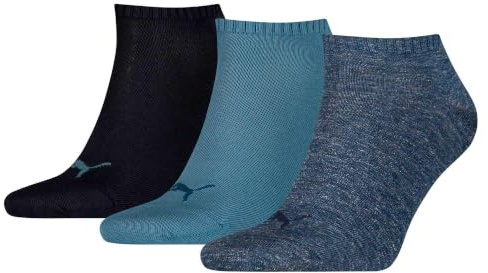 PUMA Women's Puma Unisex 3p Sneaker Plain Sock, Denim Blue, 2.5-5 UK