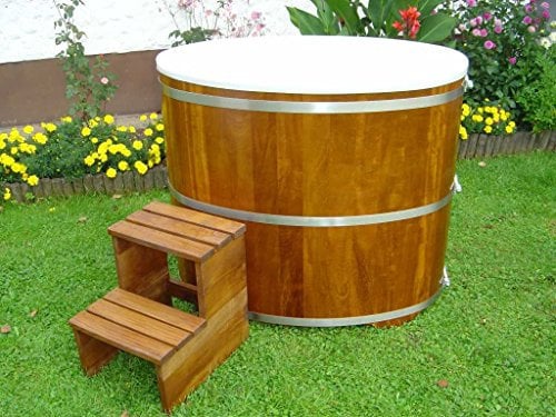 Achleitner Sauna Tauchbecken aus Kambalaholz mit Kunststoffeinsatz und Kunststoffdeckel