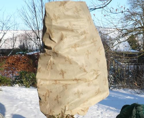 Winterschutz Vliesmütze, Haube mit Lilien Motiv, Höhe 160cm x Breite 130cm, beige/braun farbig - Winterschutz Garten Winterschutz Pflanzen