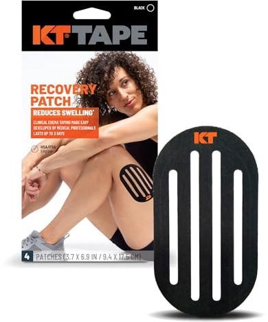 KT TAPE Recovery Drug-Free Elastic Edema Patches (4 Patches), Black by KT Tape