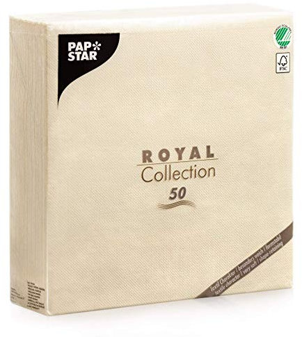 Papstar, 50 Servietten ROYAL Collection 1/4-Falz 48 cm x 48 cm champagner, #11579