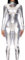 Forplay Damen Metallic Catsuit Bodysuit Glänzend Einteiler Jumpsuit, silber, Large-X-Large