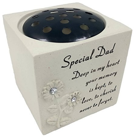 Gedenk-Blumentopf fürs Grab, Topf mit Vers für Blumen, mit Rose-Verzierung, Grabschmuck-Vase, keramik, Special Dad, 5 1/2wide x 5 1/2 High x 5 1/2 Deep (14cm x 14cm x 14cm,)