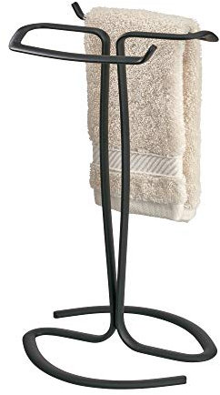 iDesign Axis Handtuchhalter freistehend, kleiner Handtuchständer aus Metall, mattschwarz