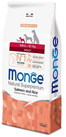 Monge Natural Superpremium Adult Salmon and Rice, Hundefutter für alle Rassen (Trockenfutter für Hunde mit Lachs & Reis, sehr Ballaststoff- & Vitaminreich, 7,5 kg)