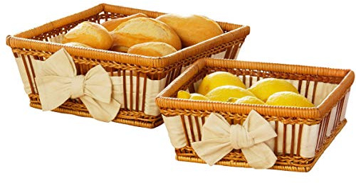Premier Housewares Fern Baskets with Cream Lining and Bow Detail - Set of 2