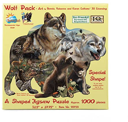 SunsOut Wolfsrudel (Konturenpuzzle): Wolf Pack. A Shaped Jigsaw Puzzle