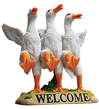 Design Toscano Tanzende Enten Willkommensschild Gartenstatue, Polyresin, Vollfarbe, 28 cm