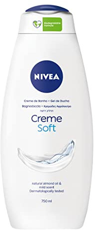 NIVEA Creme Soft Bagno Crema da 750 ml, Bagnoschiuma Idratante con Prezioso Olio di Mandorla Naturale, Bagnoschiuma Cremoso dalla Fragranza Delicata