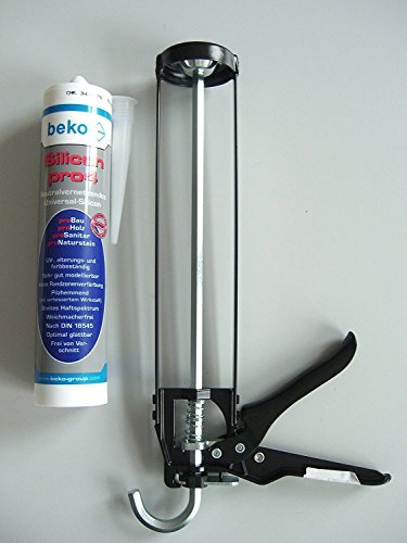 Kartuschenpresse beko Skelett-Metall + Beko Dichtmasse Silicon pro4 Universal 310ml transparent