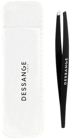 Dessange - Pince a Epiler - Mors Biais - Noir - Design Miniamaliste - Pince a Epiler Biseauté - Accessoires de Beauté - Poils fins - Confortable