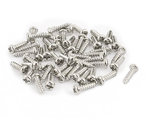 sourcing map 50pcs M2 x 8mm Stainless Steel Phillips Pan Round Head Self Tapping Screws