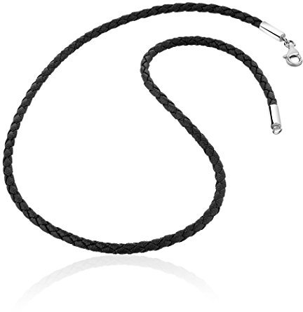 Nenalina Lederhalsband, lässige Leder Halskette für Anhänger, handgefertigt aus 925 Sterling-Silber, 803015-045