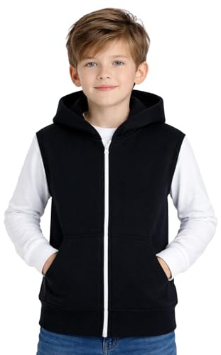 A2Z 4 Kids Boys Hooded Sleeveless Zip Gilet Casual Bodywarmer Vest | Lightweight Soft Padded Full Zip Everyday Outerwear With Pockets