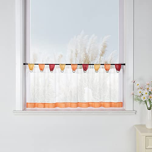 Yujiao Mao Bunte kleine Kaffee Vorhang Terri Garn Scheibengardinen H*B 45 * 90cm, Orange