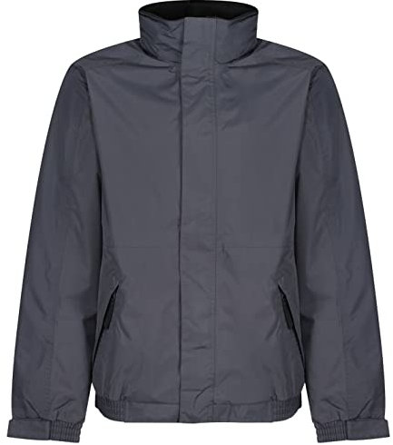 Regatta Blouson Aviateur Homme Imperméable Doublé Polaire avec capuche dissimulée DOVER Jackets Waterproof Insulated Homme Seal Grey/Black FR: XS (Taille Fabricant: XS)