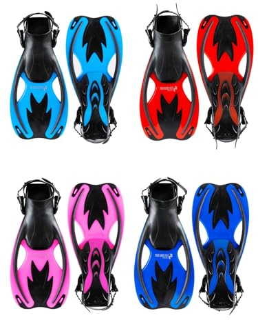 Two Bare Feet Kids Adjustable Diving Fins | Snorkeling & Swimming Flippers with Easy Adjustable Straps | Lightweight, Comfortable Design for Children’s Water Sports (UK1-4, Aqua)