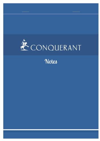Conquerant Bloc‐Notes Lot de 5 A4 Petits Carreaux 5mm 200 Pages Agrafées Tête Couverture Carte Bleue