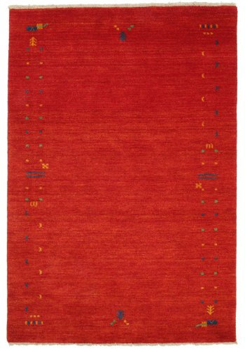 RugVista, Gabbeh Loom Frame, Teppich, Mittelflor, 140 x 200 cm, Rechteckiger, Gabbeh, Wolle, Flur, Schlafzimmer, Küche, Wohnzimmer, Rot, Dunkelrot