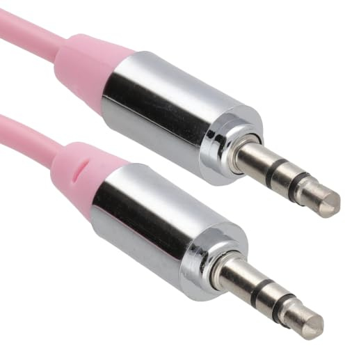 kenable Pro Metal 3.5mm Jack to Jack Stereo Audio Cable Male to Male 24K Gold Plated Contacts Low Loss High Performance Pink 2m