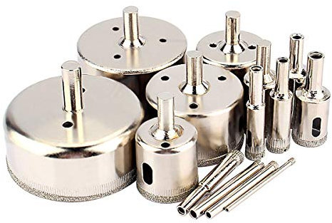 Yosoo Juego de brocas de diamante de 3 a 70 mm, uso en húmedo para azulejos, vidrio, peceras, mármol, granito, cerámica