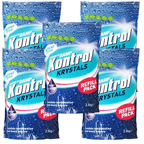 5 x Kontrol Damp Krystals 2.5Kilo Refill Bag No Scent Damp Moisture Trap (Scent Free)
