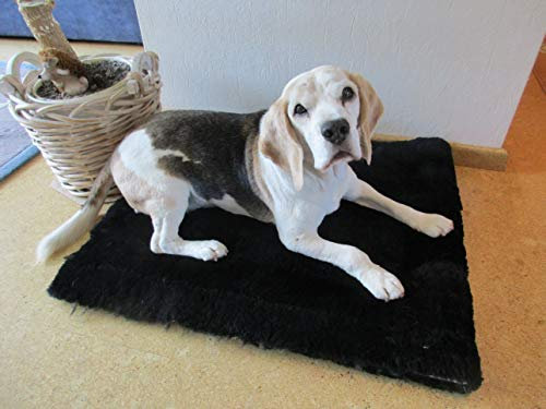 Reissner Lammfelle Engel Naturfelle Liegedecke Teppich für Katze und Hund Lammfell (Patch) 140x60cm schwarz