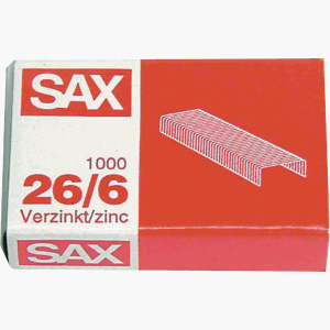 Sax Heftklammern 26/6 verzinkt VE1000