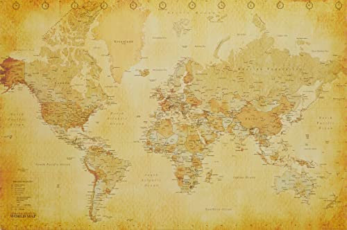 1art1 Empire 172143 Landkarten - Vintage Style - Plakat Poster Druck - 91.5 x 61 cm, Bunt