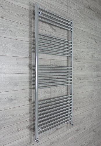 companyblue HEATED CHROME TOWEL RAIL RADIATOR WARMER 750mm Wide x 1600mm High Straight