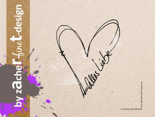 Herzstempel handschriftlich - Bilderstempel - Motivstempel - Textstempel