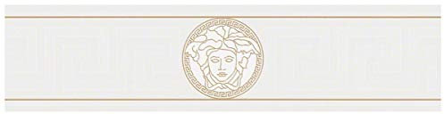 Papier peint Versace Papier Peint Design Greek Papier peint intissé 5.00 m x 0.13 m Or Blanc Made in Germany 935223 93522-3