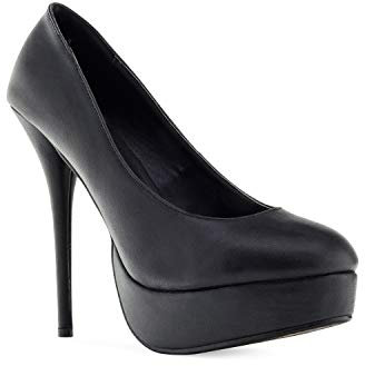 Andrés Machado - Chaussures Plateforme pour Femme/Adolescent Vernis et Simili Cuir - AM453 - Talons Aiguille 15 cm - Plateforme 3,5 cm - Soft Noir, EU 43