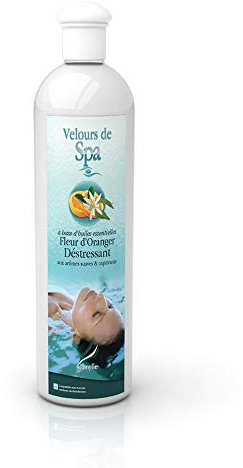 Camylle - Velours de Spa Fleur D'Oranger - Fragrance à base d'Huiles Essentielles 100% Pures et Naturelles pour Spa - Déstressant aux arômes suaves et captivants - 500ml