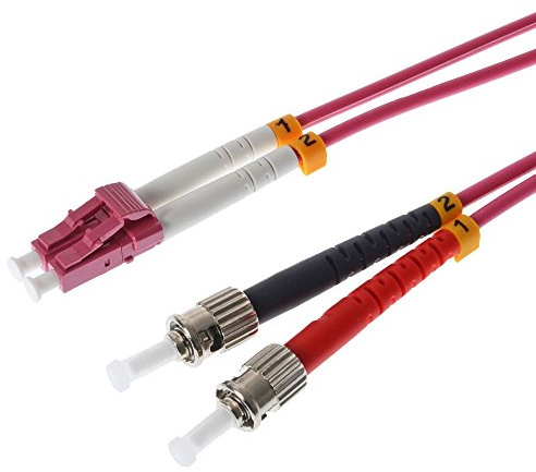 Helos 2 m OM4 LC/ST – Kabel, LWL (LC, 2 x ST, männlich/männlich, OM4, VIOLETT, Multimode männlich)