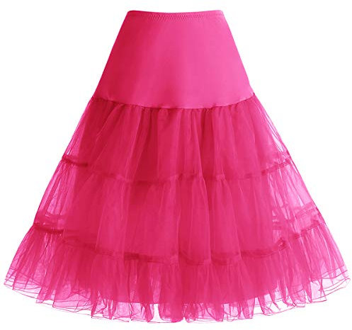 Bbonlinedress Jupe Jupon Femme sous Robe Style Vintage Evasée Années 1950s Rockabilly pour Carnaval Soirée Cocktail Mariage Anniversaire 4 Tailles à Choisir Rose M